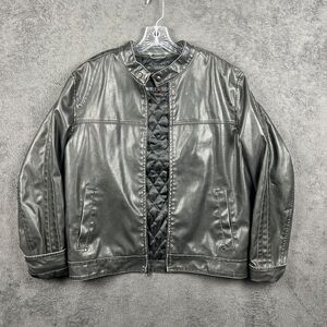 Be Ethic Men’s Black Faux Leather Jacket M Quilted Lining Vintage Moto Biker